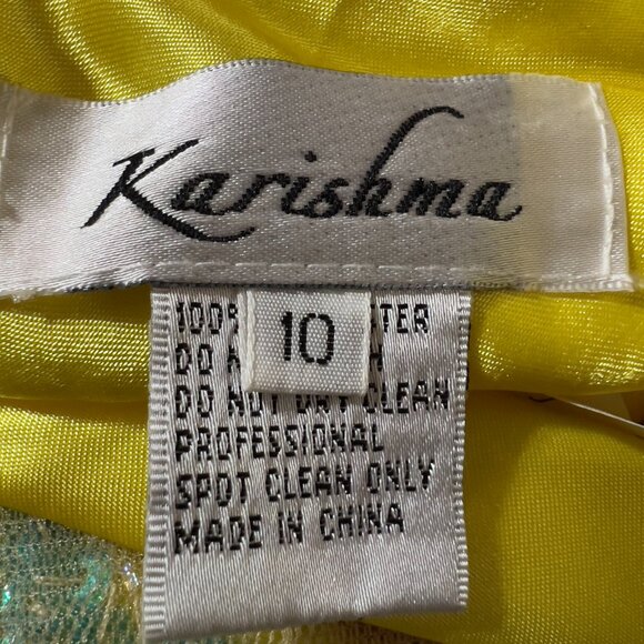 Karishma Yellow Designer Beaded Embellished Evening  Maxi Gown 10— NWT - Picture 10 of 12